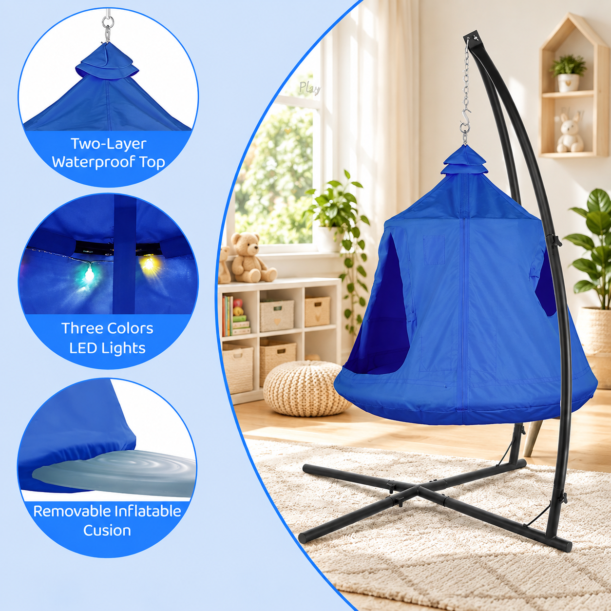 Hanging tree tent with freestanding stand