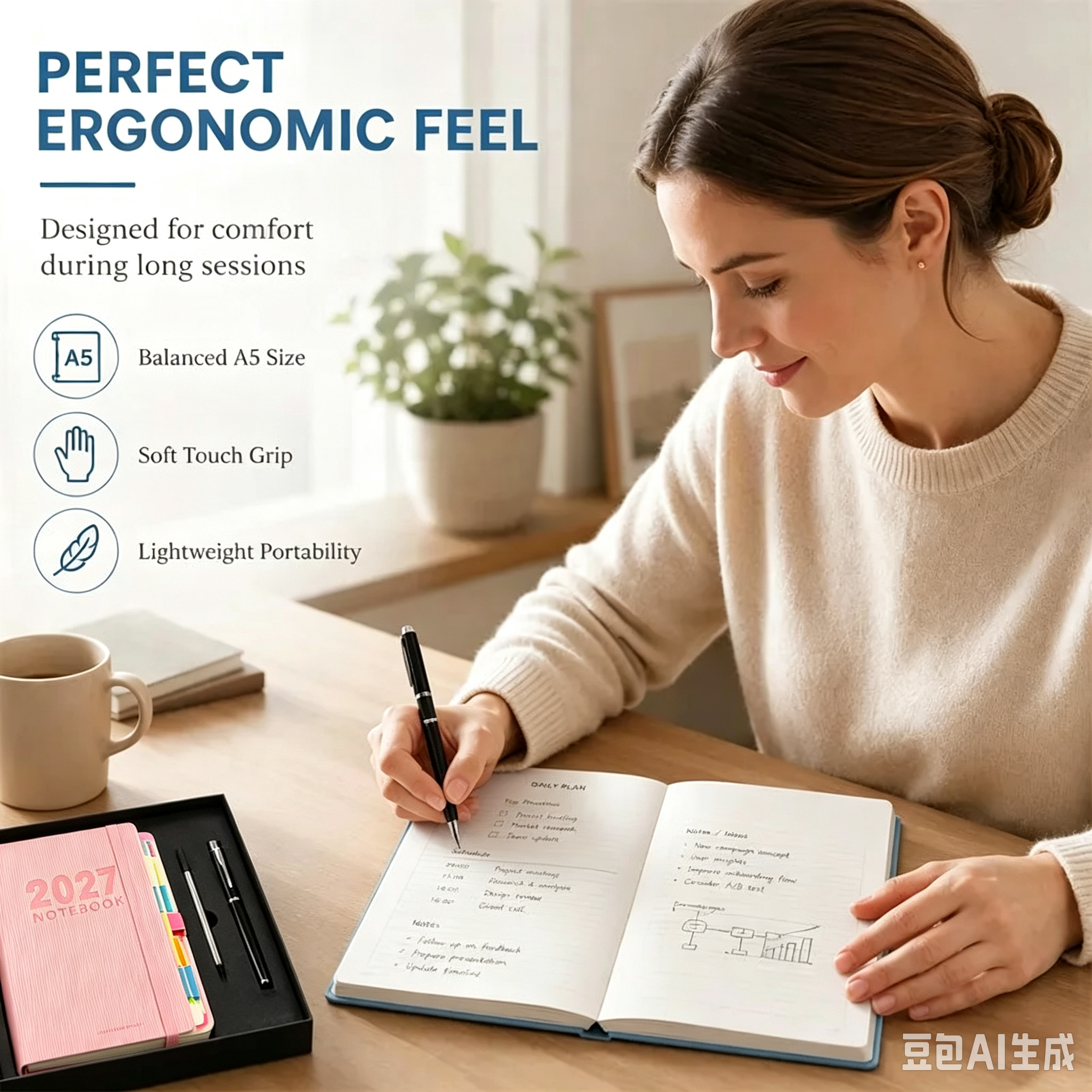 📔50% OFF NOW! 2027 Minimalist Daily Planner Notebook‐ 365‐Day Layout Journal, Lay‐Flat Binding Ink‐Proof Paper PU Cover Agenda for Time Management