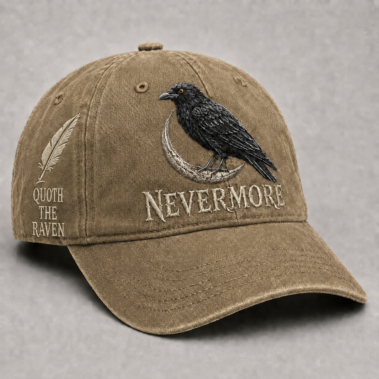 ⬛🐦Nevermore Embroidered Raven Vintage Cap | Gothic Bird Lover Hat