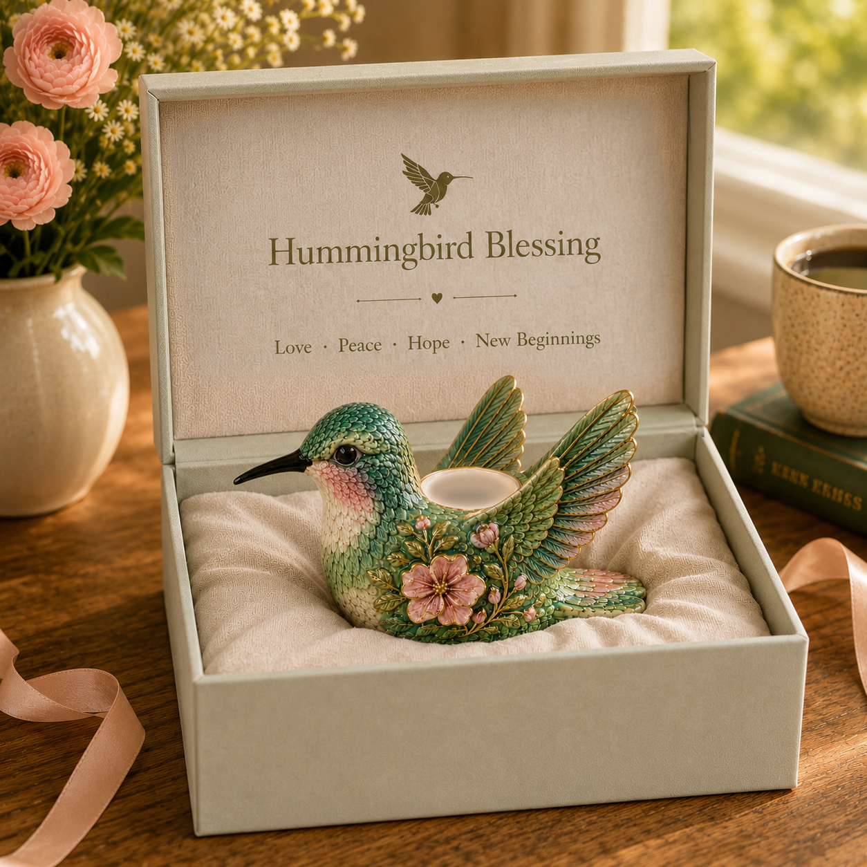 Hummingbird Candle Holder Of Hope & Blessings