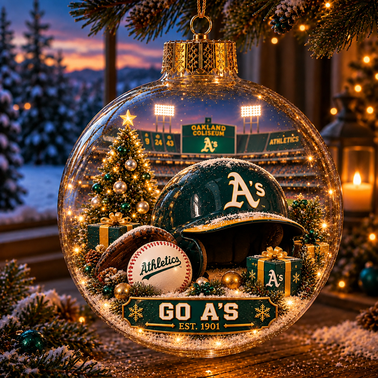 ⚾🎄 Bring the Ballpark Home — Light-Up Baseball Christmas Diorama Ornament