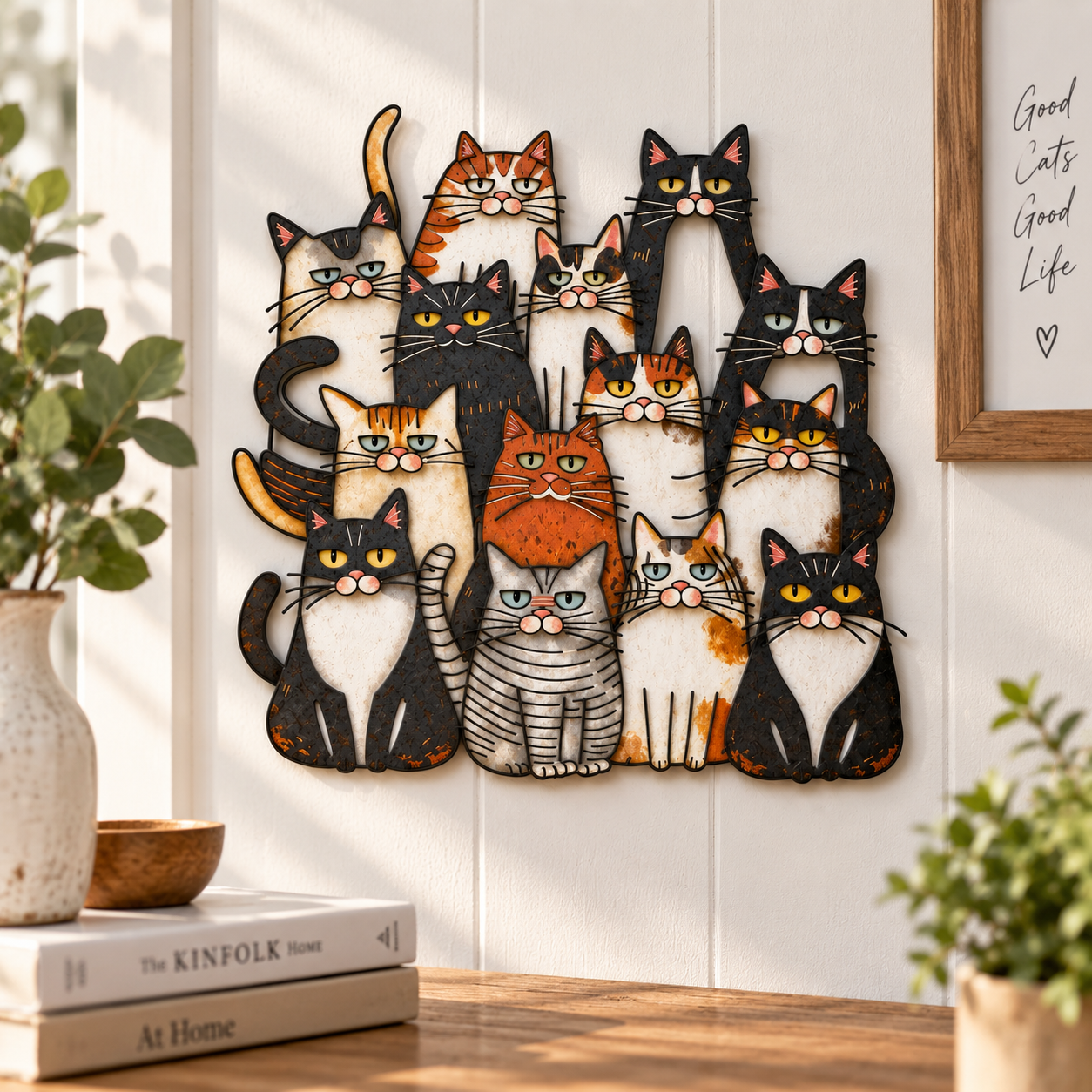 Funny Cat Family Metal Wall Decor