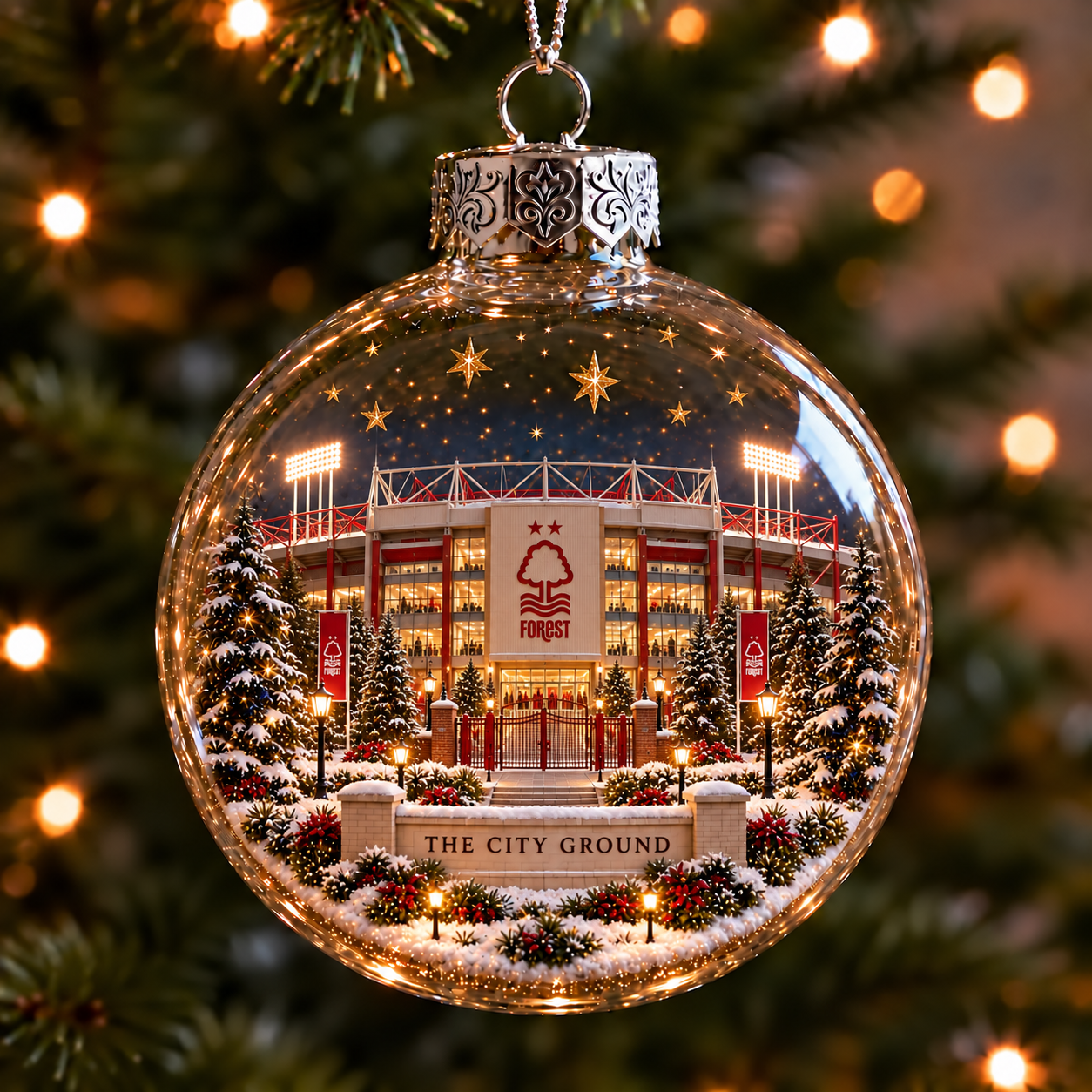 ⚽🎄 Light-Up Football Stadium Christmas Ornament