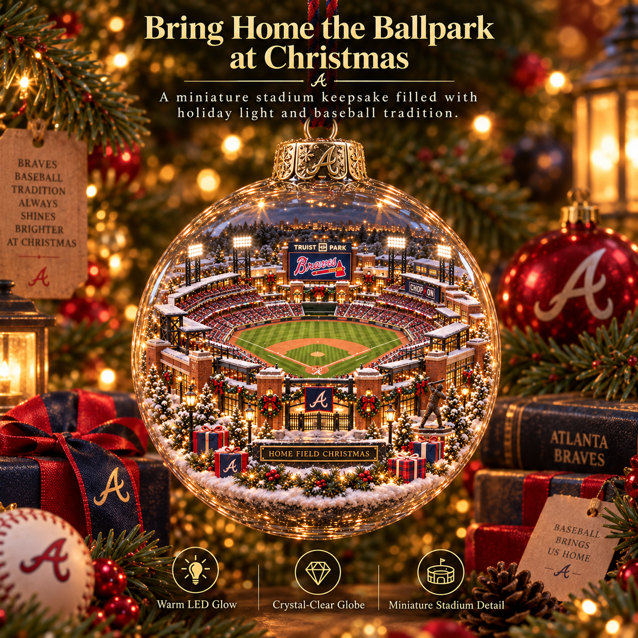 ⚾🎄 Chop On – Light-Up Baseball Heritage Christmas Ornament