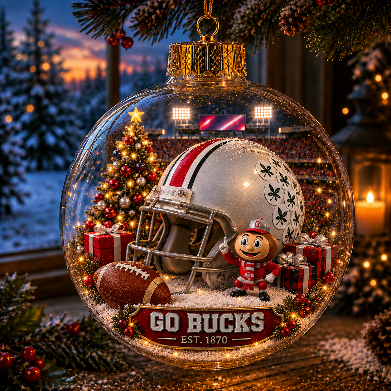 🏈🎄 Light-Up College Football Christmas Ornament