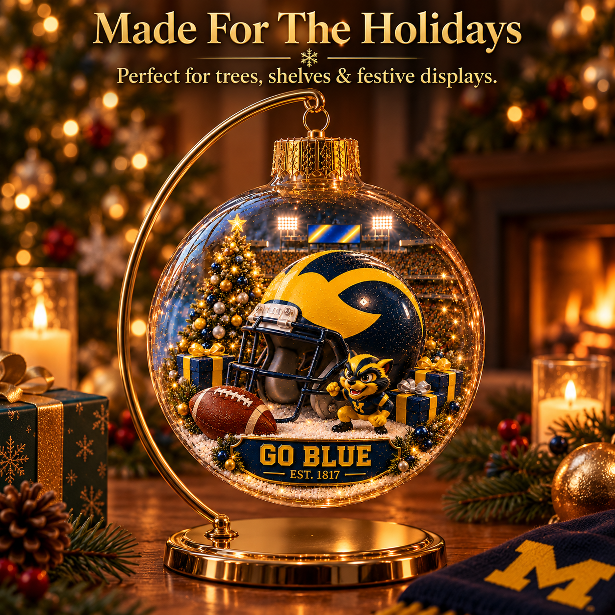 🏈🎄 Light-Up College Football Christmas Ornament