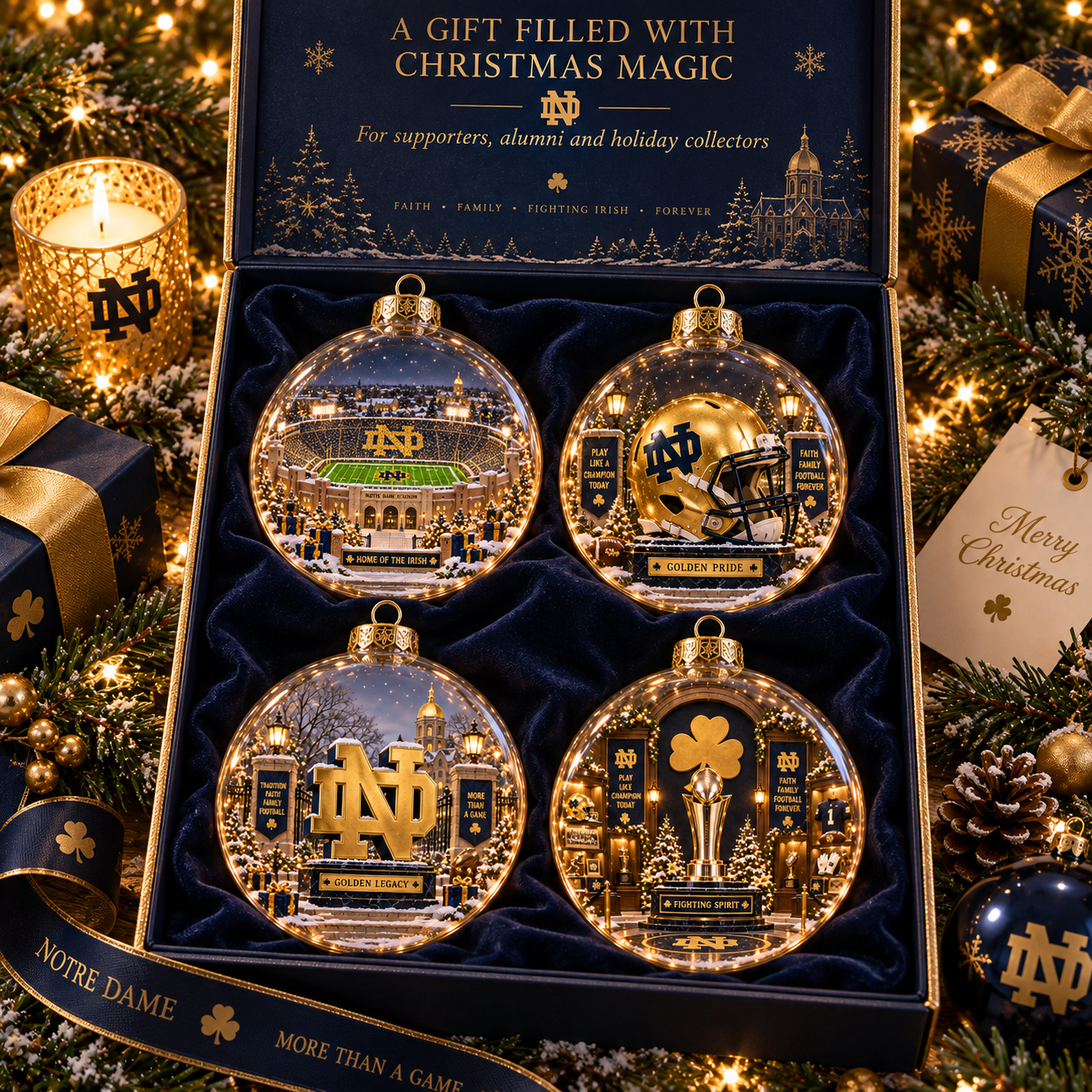 🎄 Play Like a Champion Today — Light-Up College Football Diorama Ornament