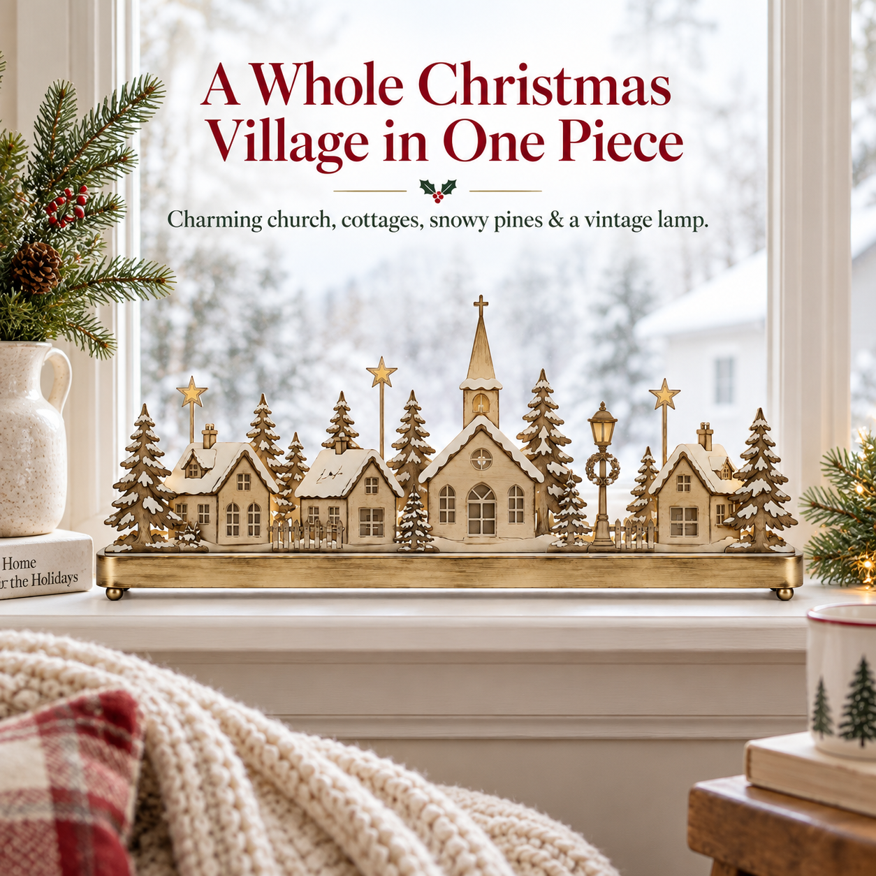 Pre-Lit Christmas Village Window Sill Light
