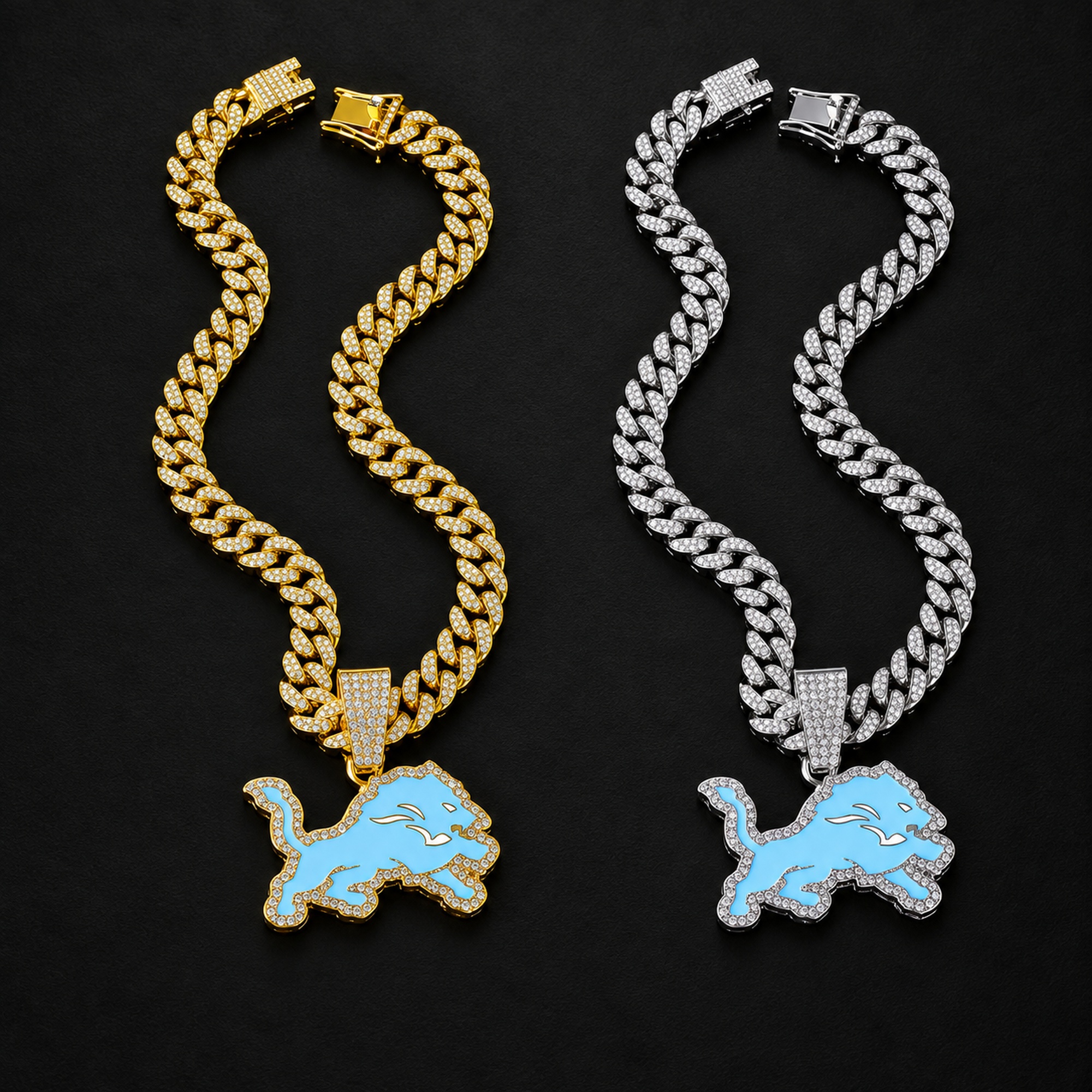 Football Team Cuban Link Pendant Necklace