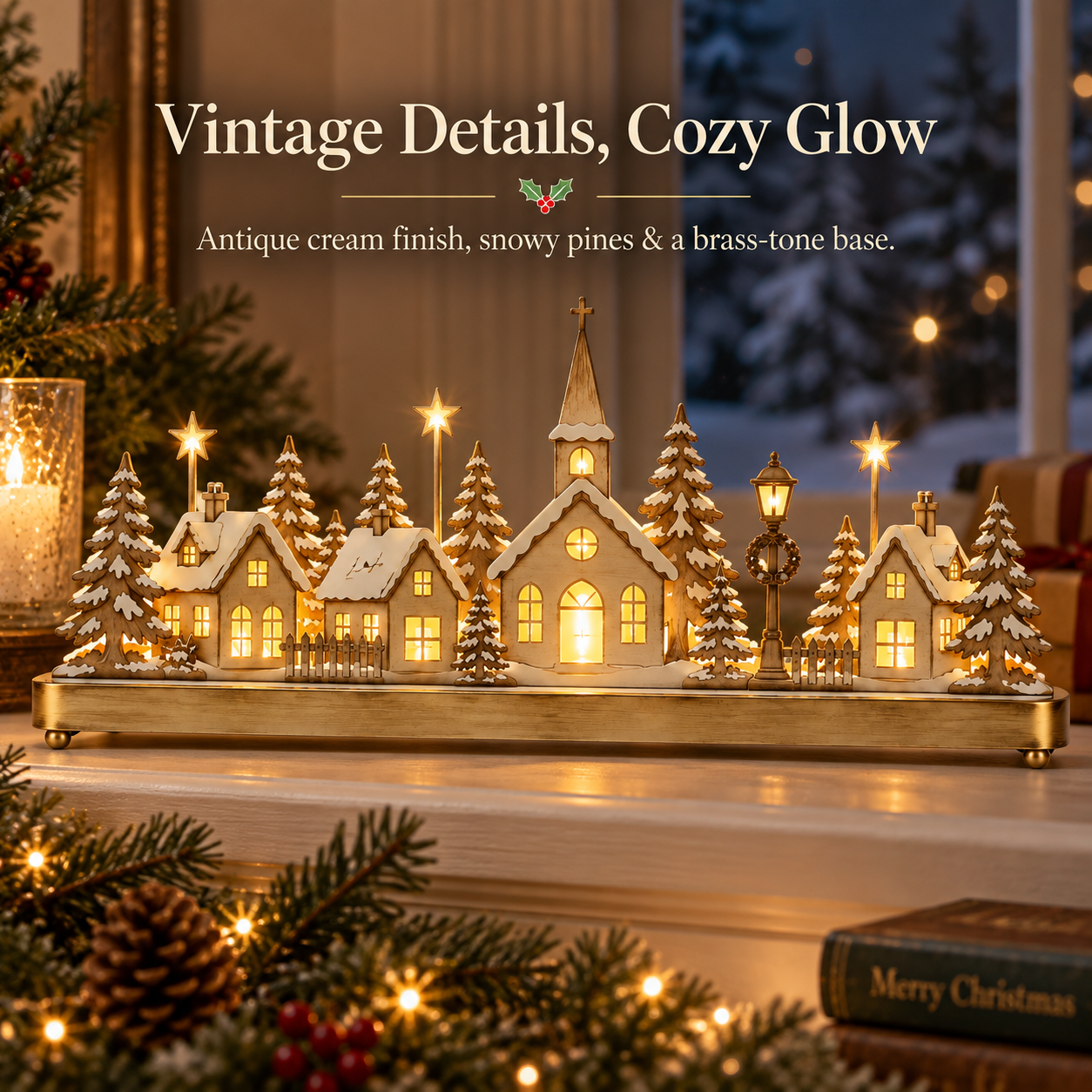 Pre-Lit Christmas Village Window Sill Light