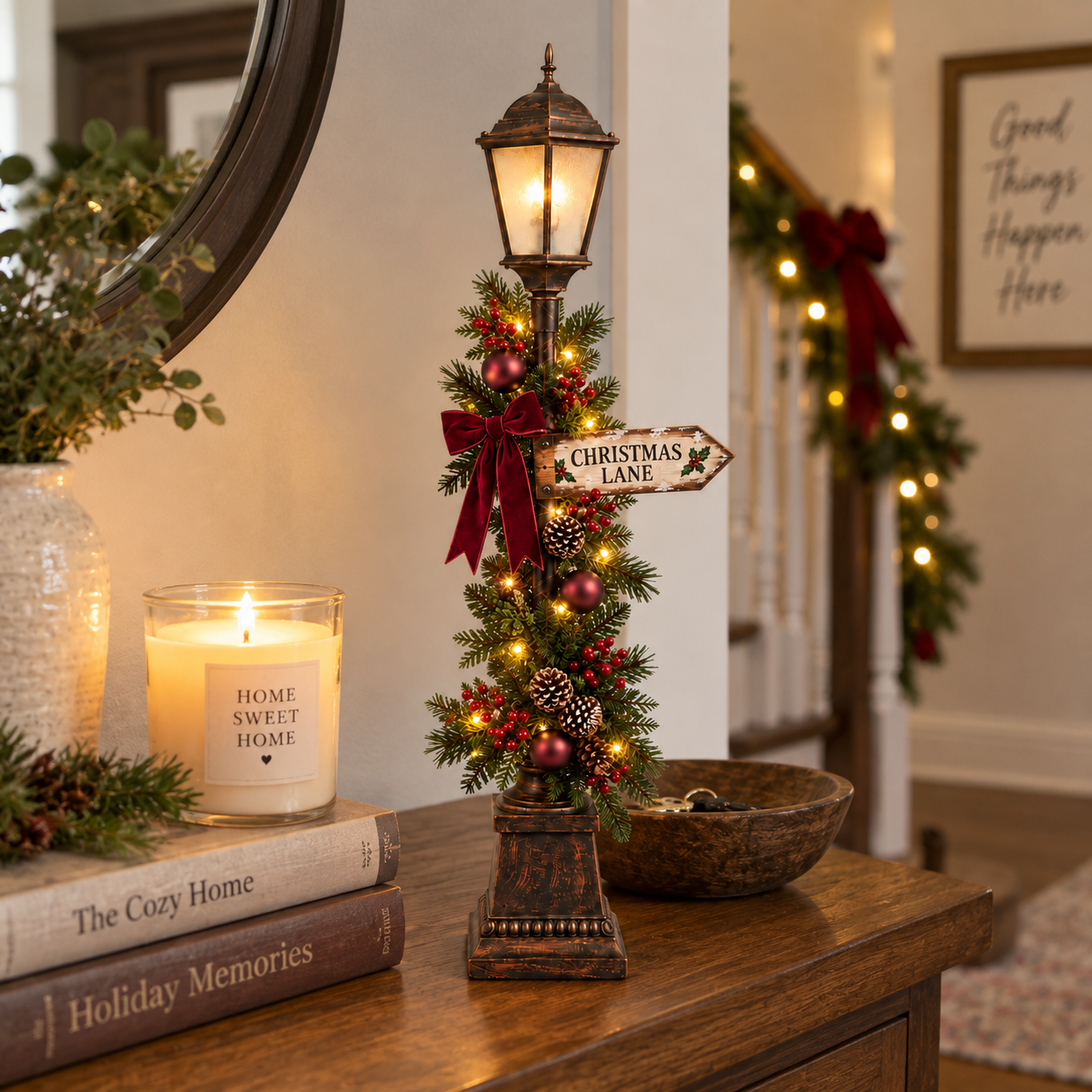 Old Christmas Streetlight – Lighted Tabletop Holiday Decor