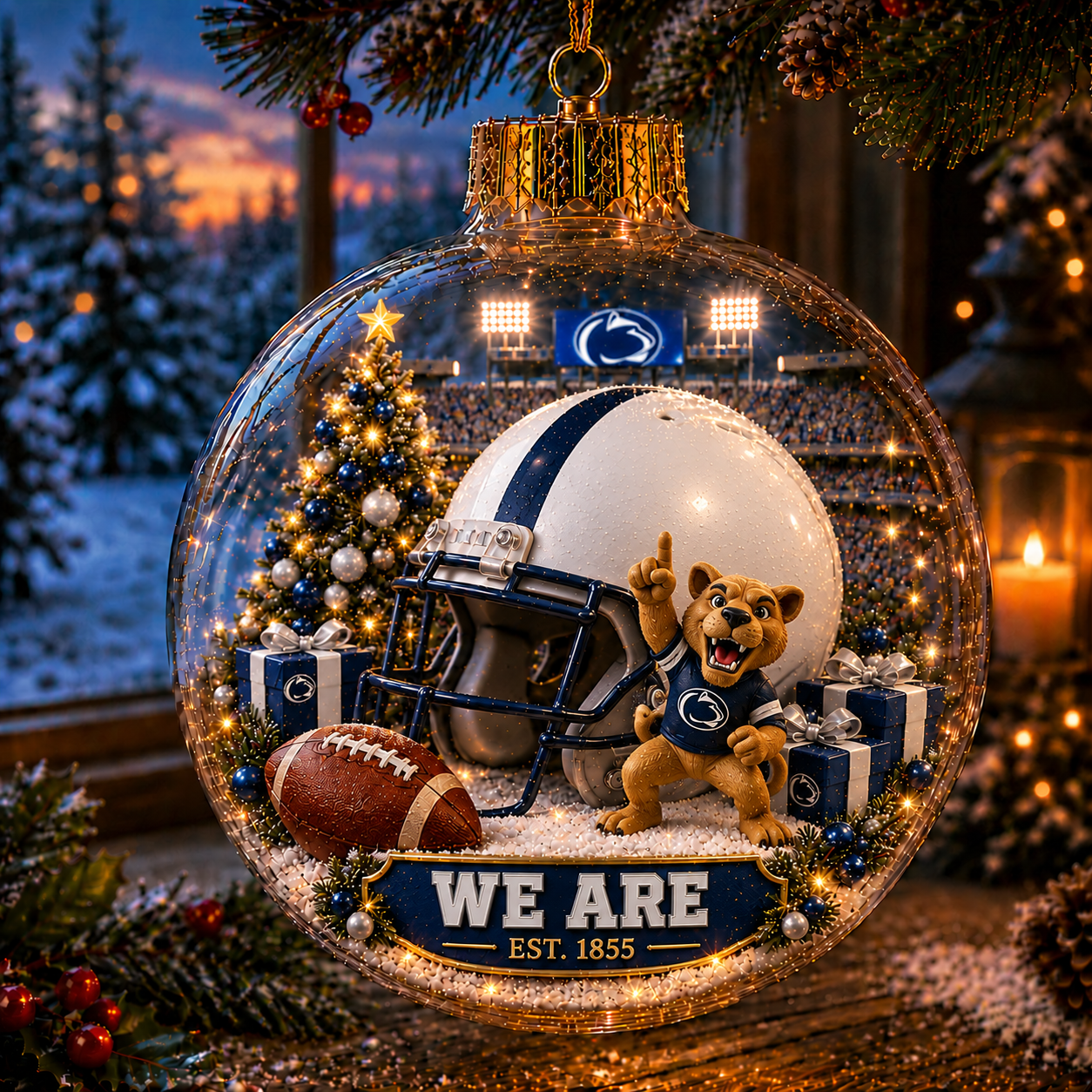 🏈🎄 Light-Up College Football Christmas Ornament
