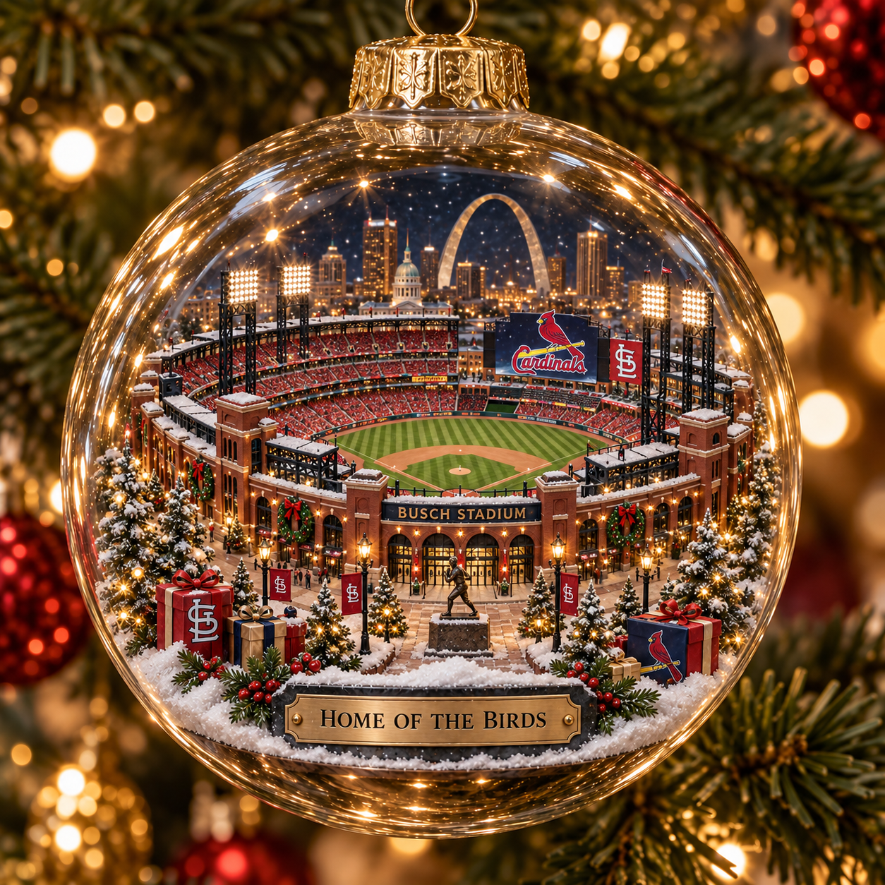 🎄 Go Cards — Light-Up Baseball Diorama Ornament