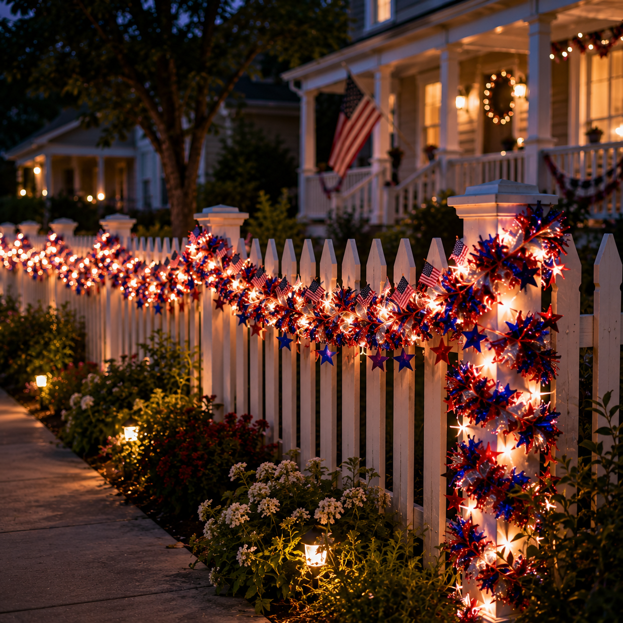 American Flag & Star Red White Blue Fairy Lights
