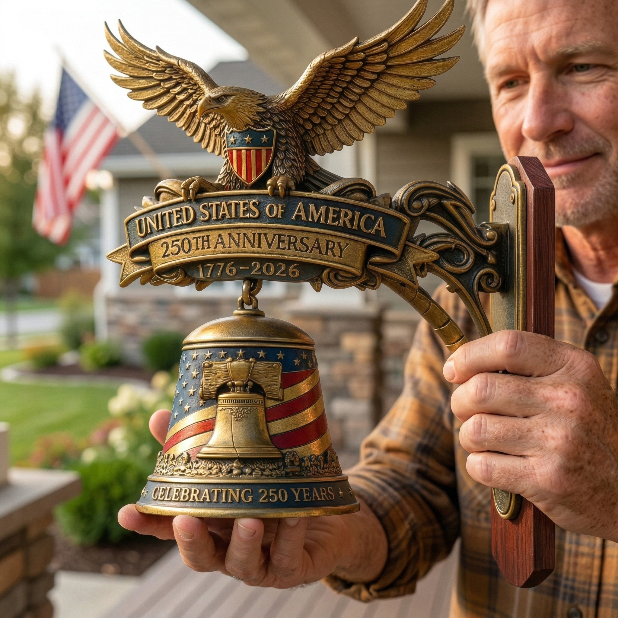 Last Day 49% OFF - American Eagle 250th Anniversary Doorbell Handmade, Dimensions