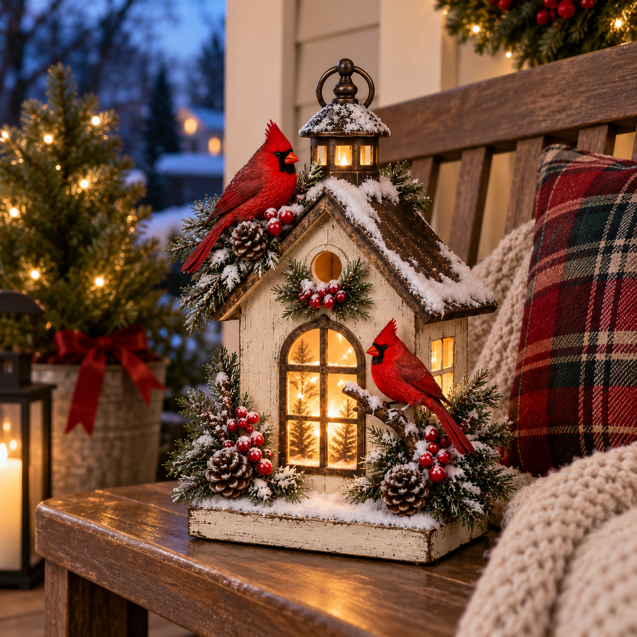 Winter Haven Cardinal Cottage Lantern