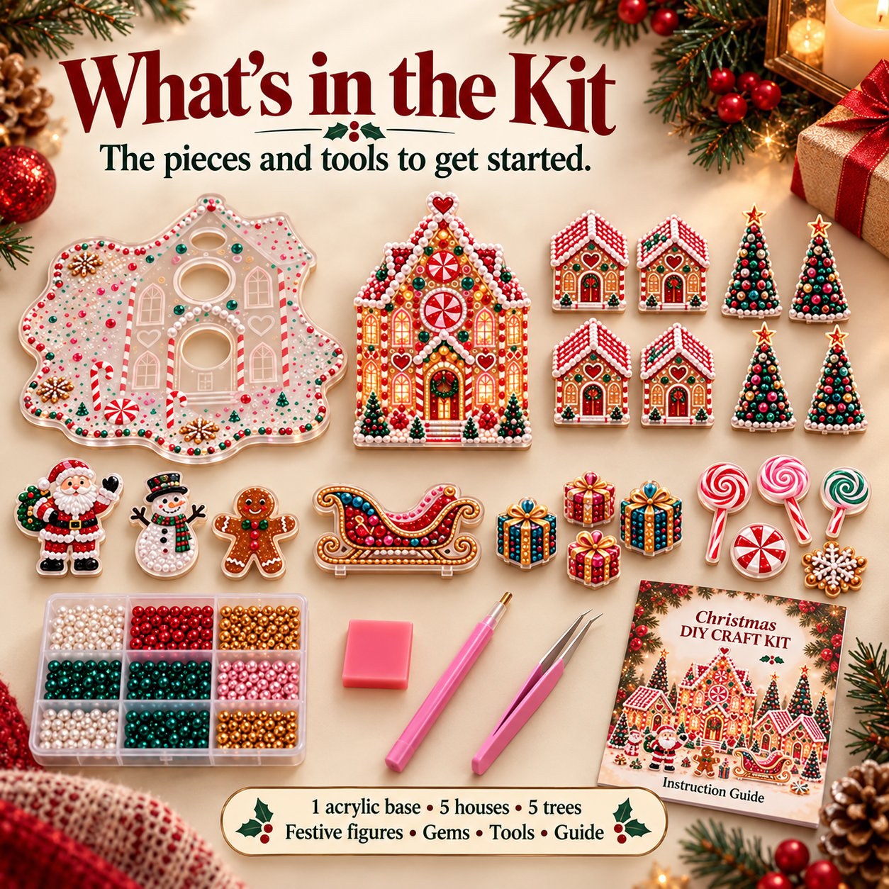 🎁 Last Day 70% OFF –Magical Christmas Village – DIY Rhinestone Set for Festive Table Decor