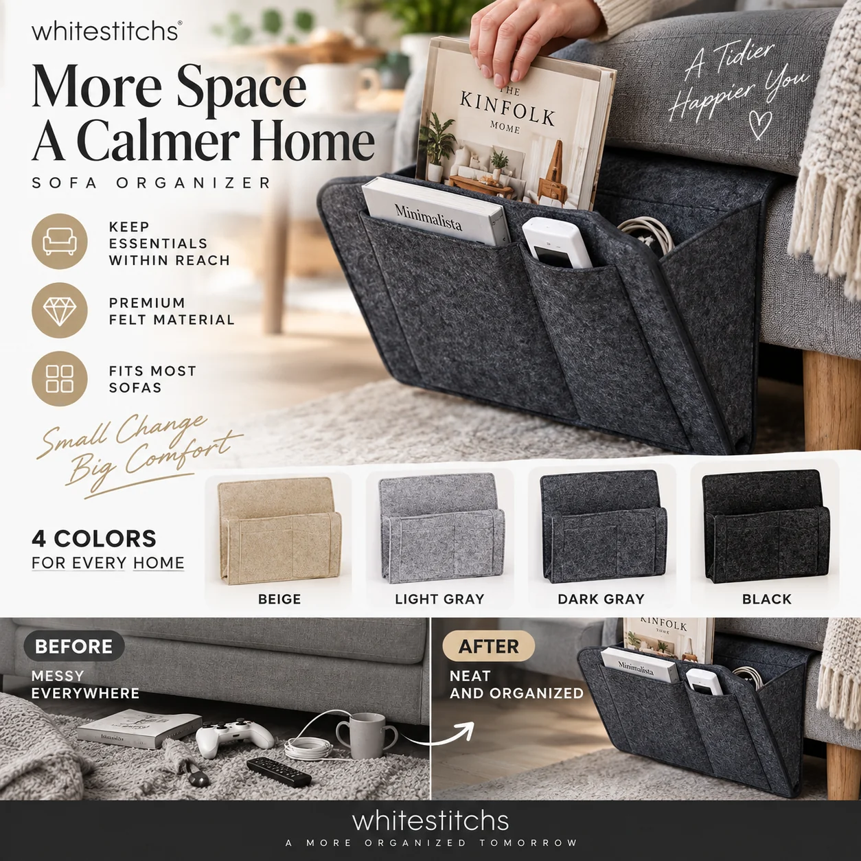 Last Day Sale — Up to 70% OFF | Bedside Hanging Organizer – Keep Essentials Within Reach