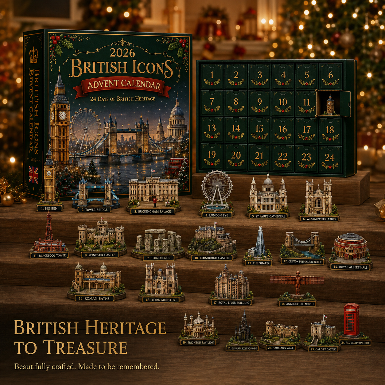 2026 UK Landmarks Advent Calendar – 24 Days of Iconic Architecture & Heritage Collectibles | Christmas Countdown Gift