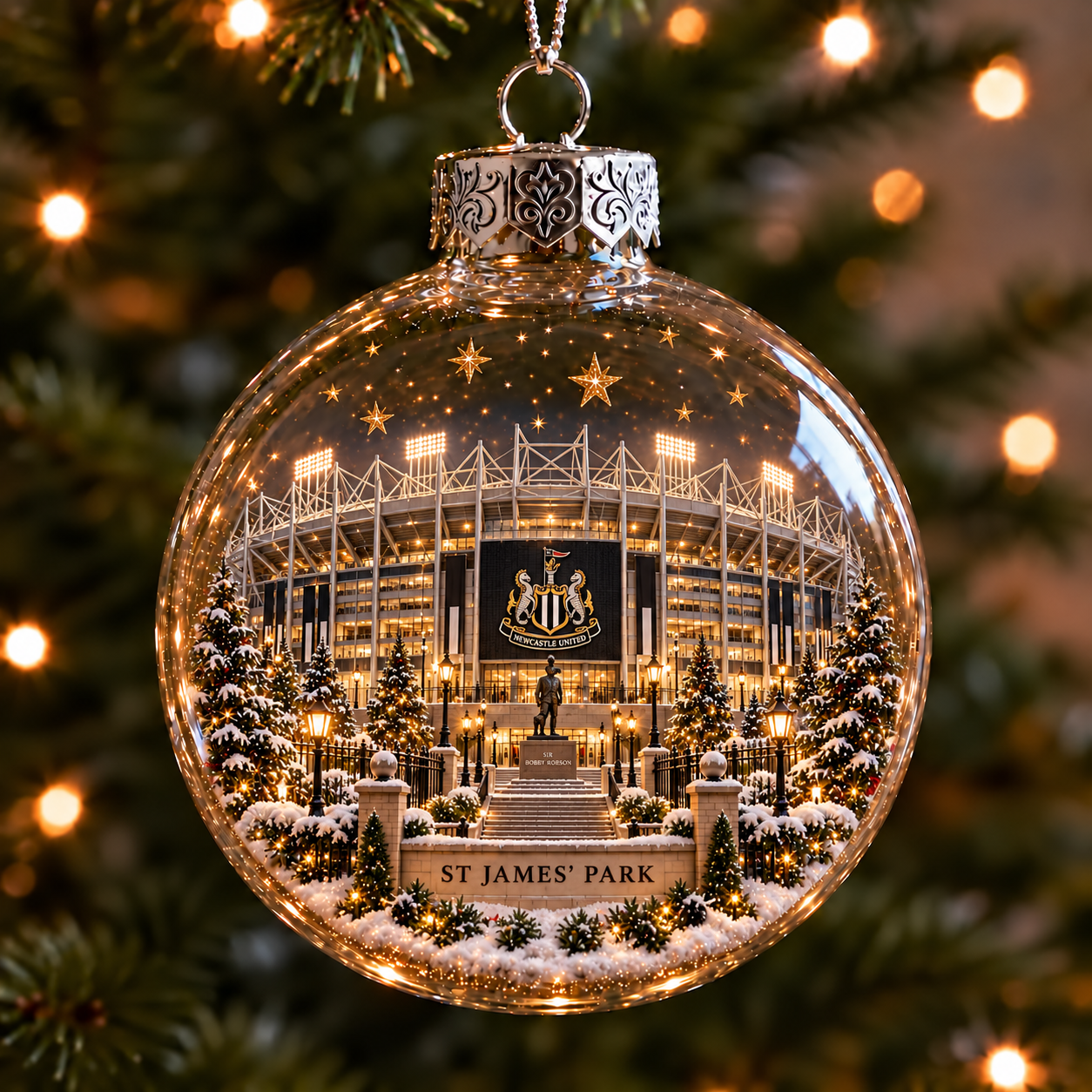 ⚽🎄 Light-Up Football Stadium Christmas Ornament