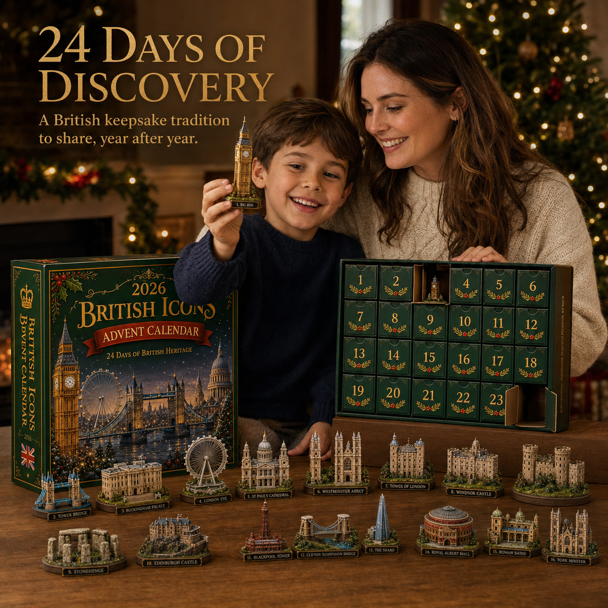2026 UK Landmarks Advent Calendar – 24 Days of Iconic Architecture & Heritage Collectibles | Christmas Countdown Gift
