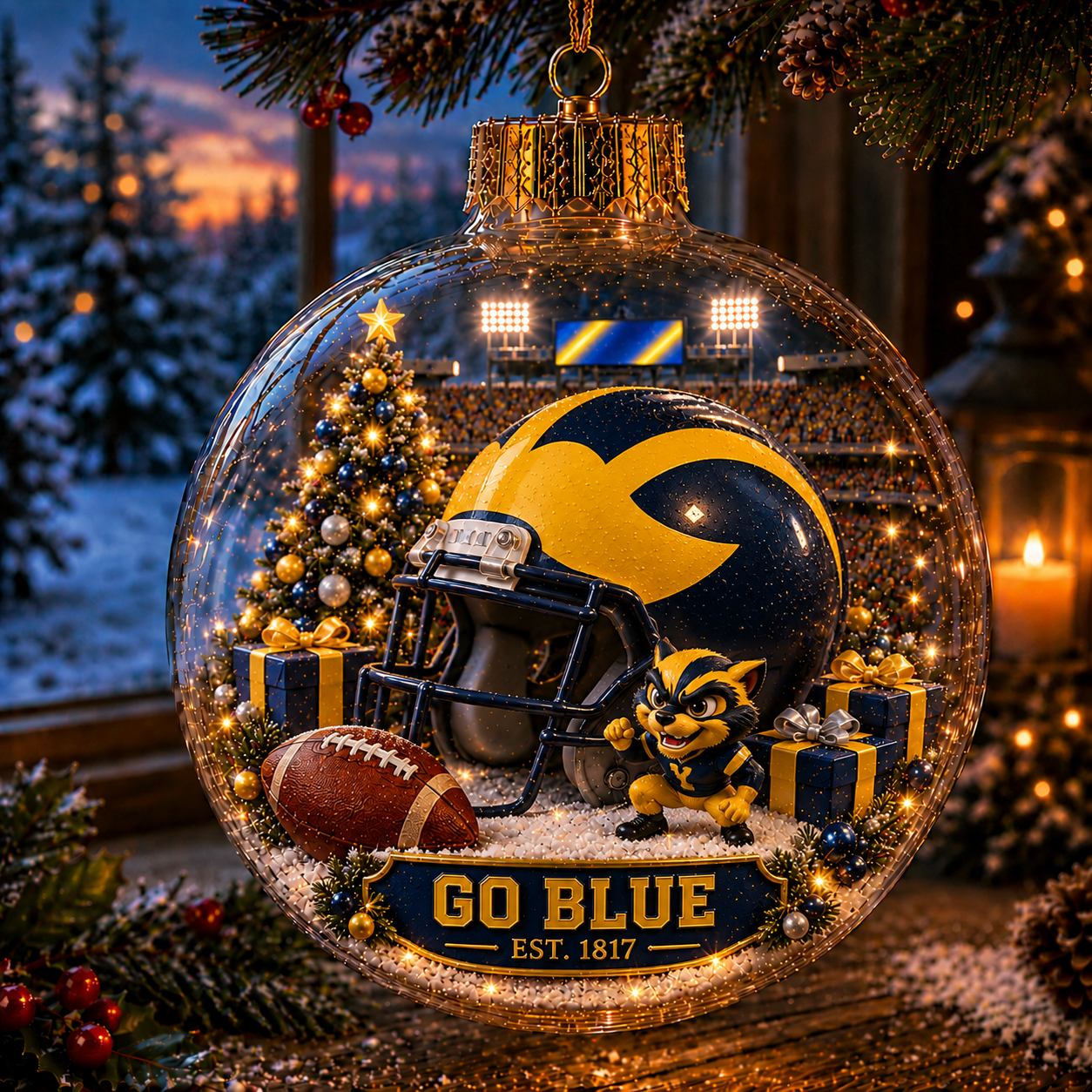 🏈🎄 Light-Up College Football Christmas Ornament