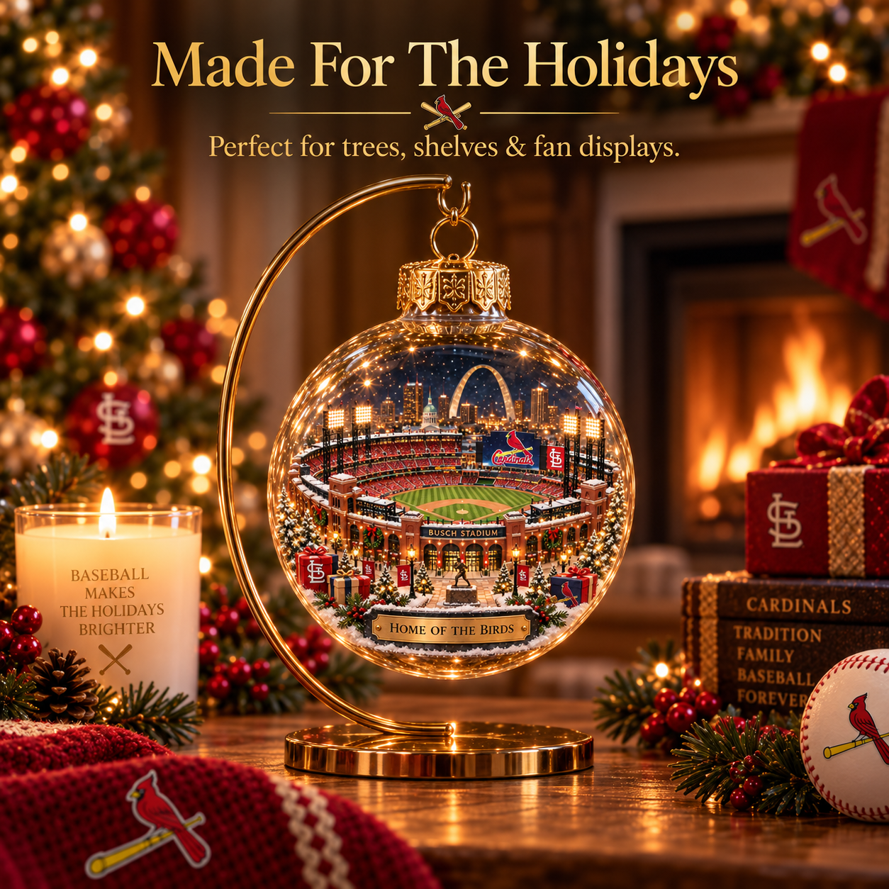 🎄 Go Cards — Light-Up Baseball Diorama Ornament