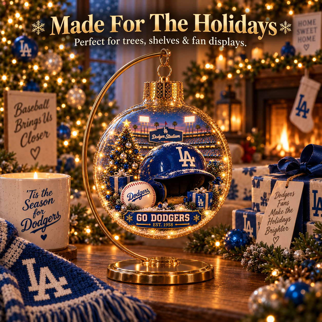 ⚾🎄 Bring the Ballpark Home — Light-Up Baseball Christmas Diorama Ornament