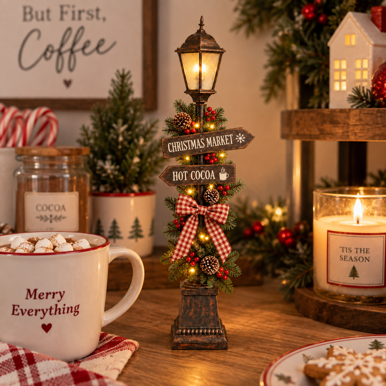 Old Christmas Streetlight – Lighted Tabletop Holiday Decor