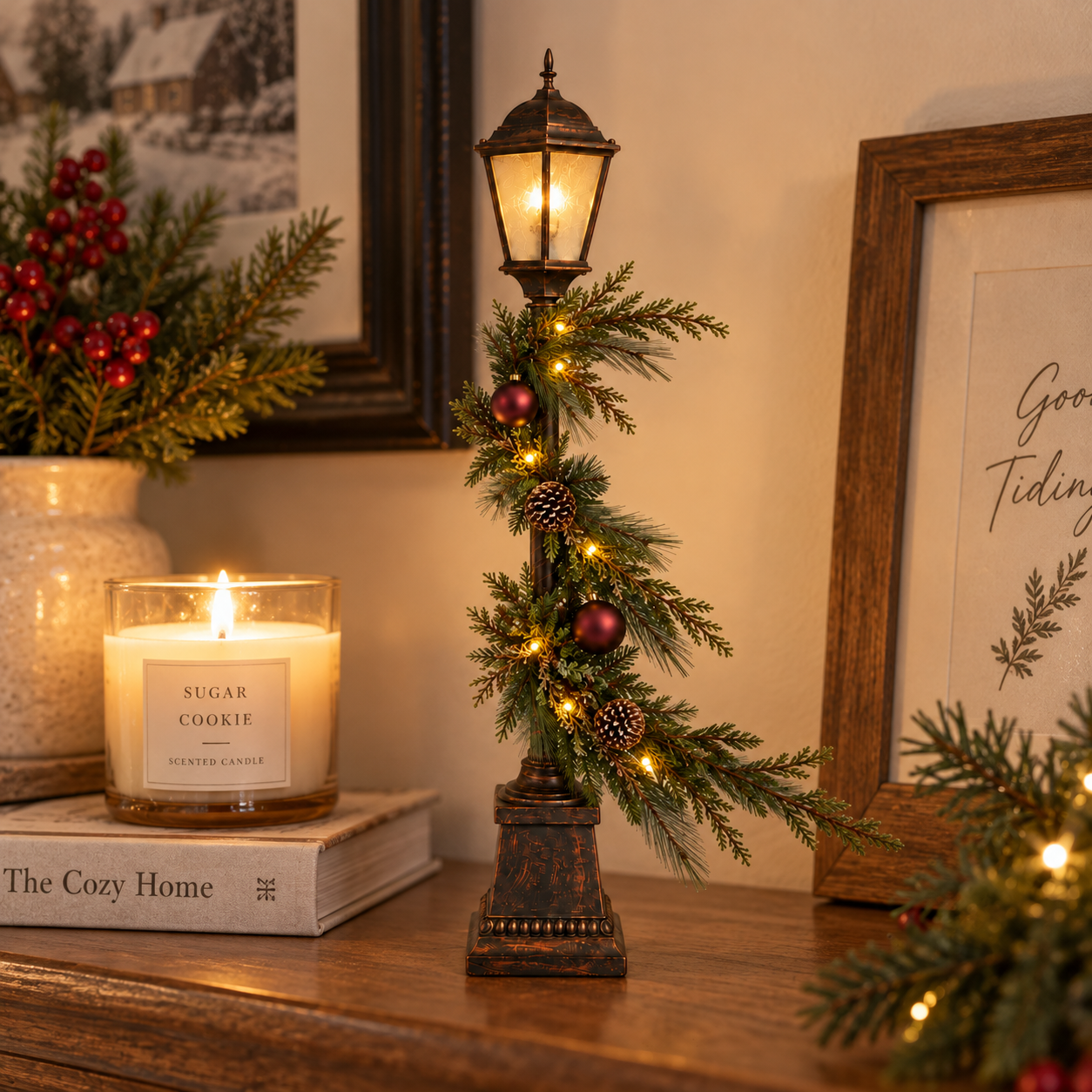 Old Christmas Streetlight – Lighted Tabletop Holiday Decor