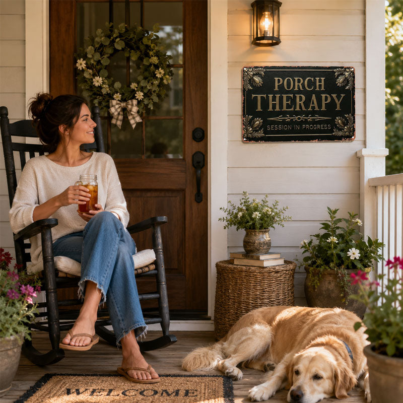 “Porch Therapy” Metal Sign