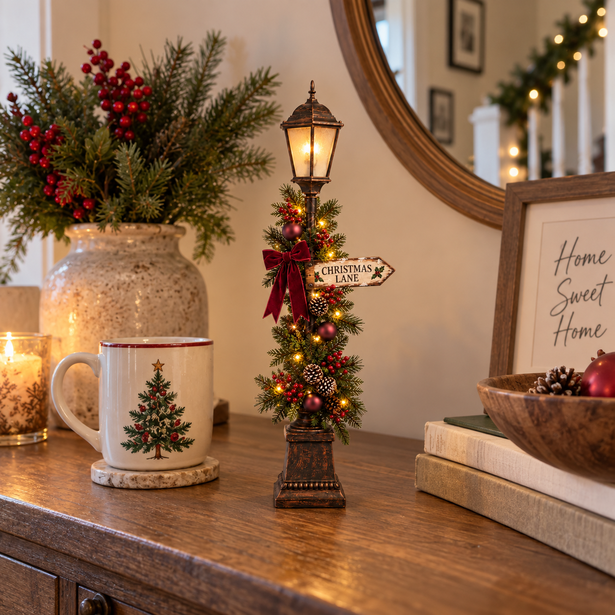 Old Christmas Streetlight – Lighted Tabletop Holiday Decor