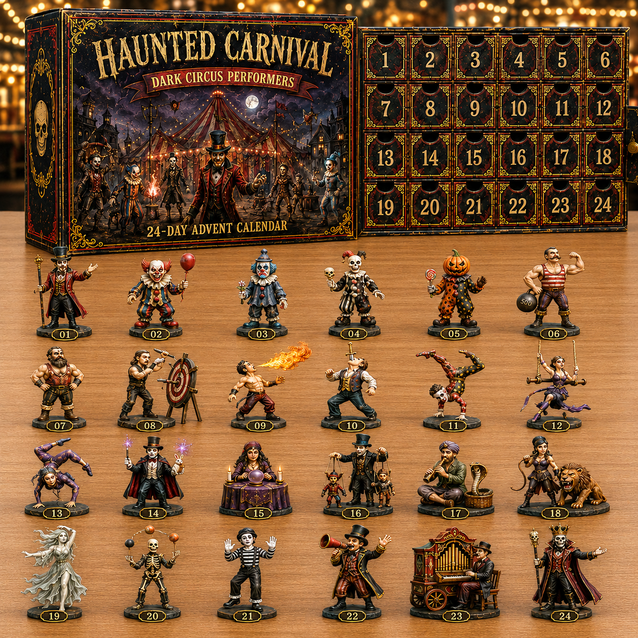 2026 Haunted Carnival Advent Calendar – 24 Collectible Miniatures, 4 Dark Carnival Styles