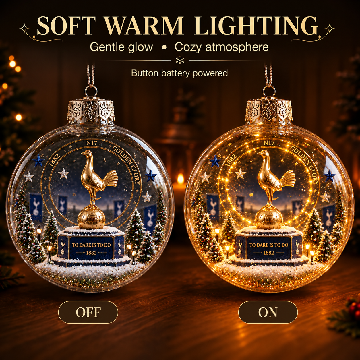 🎄 To Dare Is To Do Light-Up Football Christmas Globe Ornament