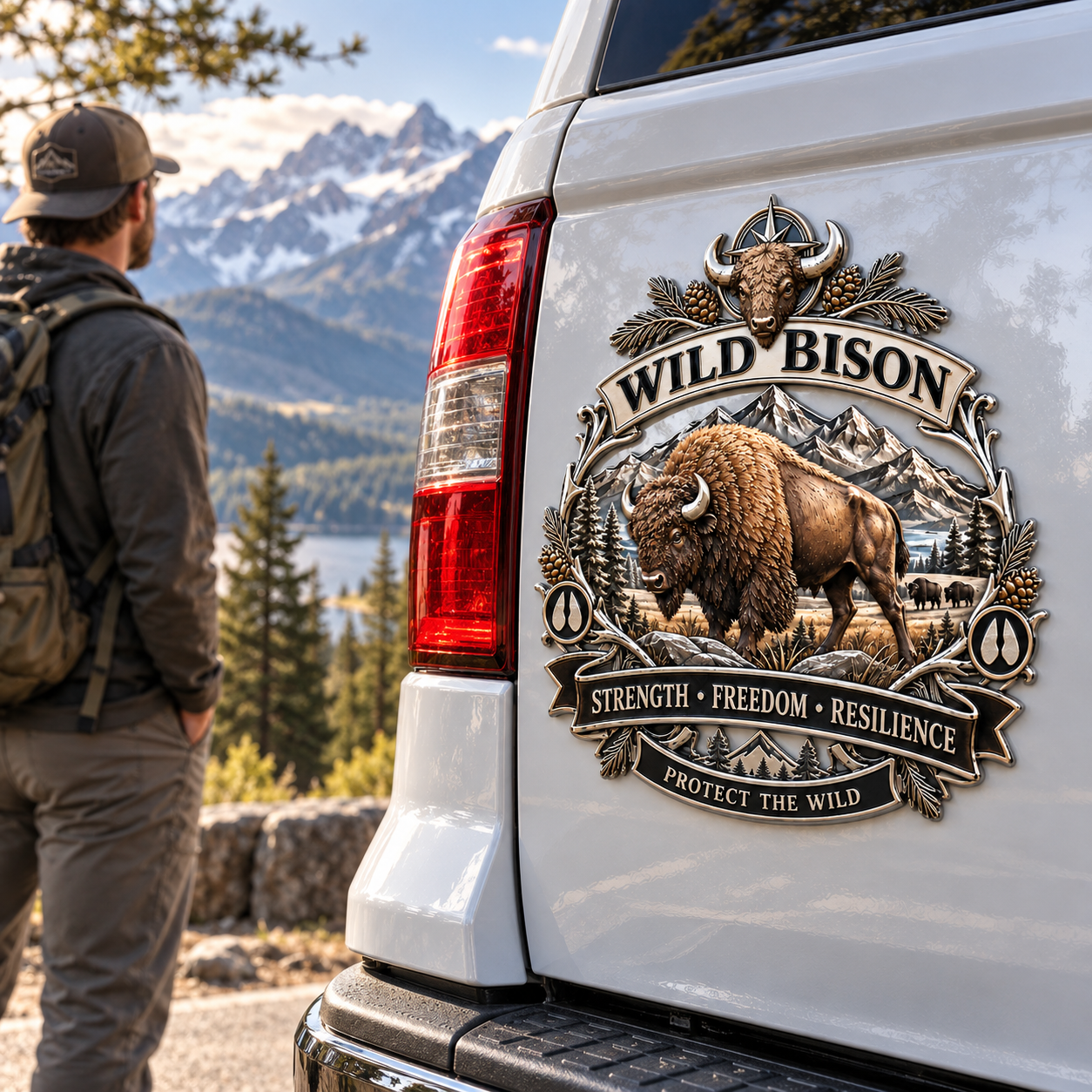 🚙Wild Bison 3D Metal Car Emblem – Strength · Freedom · Resilience
