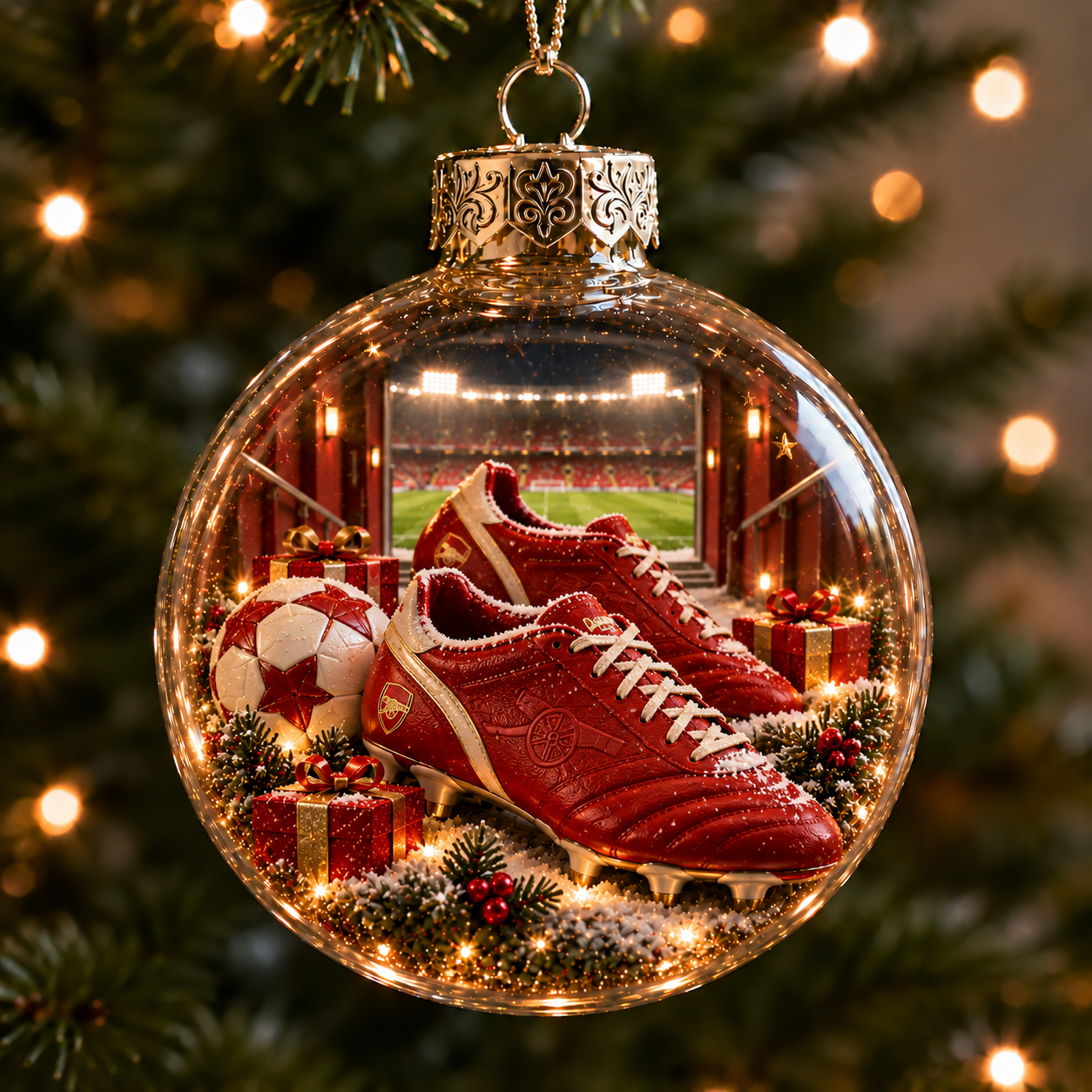 🎄 Victory Through Harmony Light-Up Football Christmas Globe Ornament