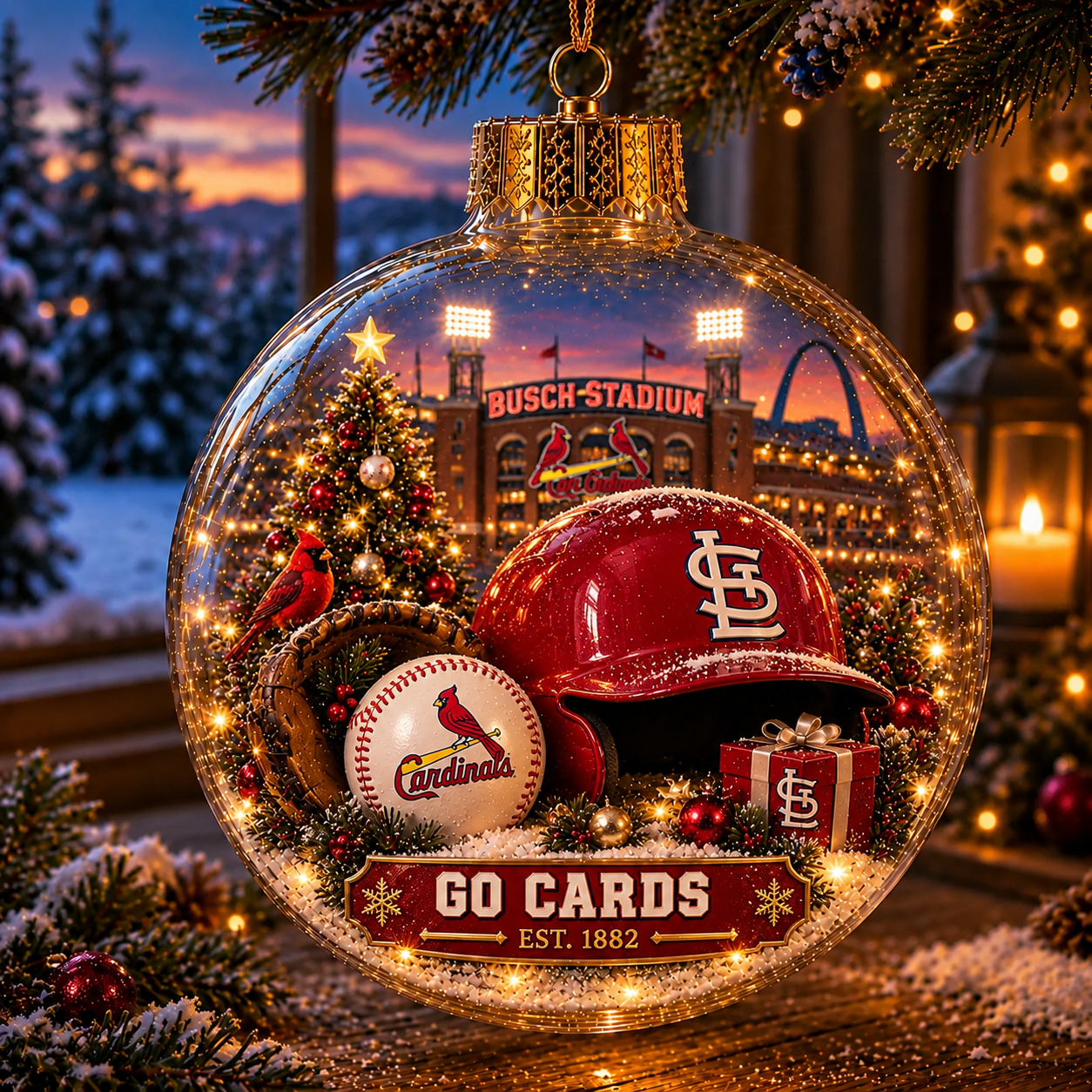 ⚾🎄 Bring the Ballpark Home — Light-Up Baseball Christmas Diorama Ornament