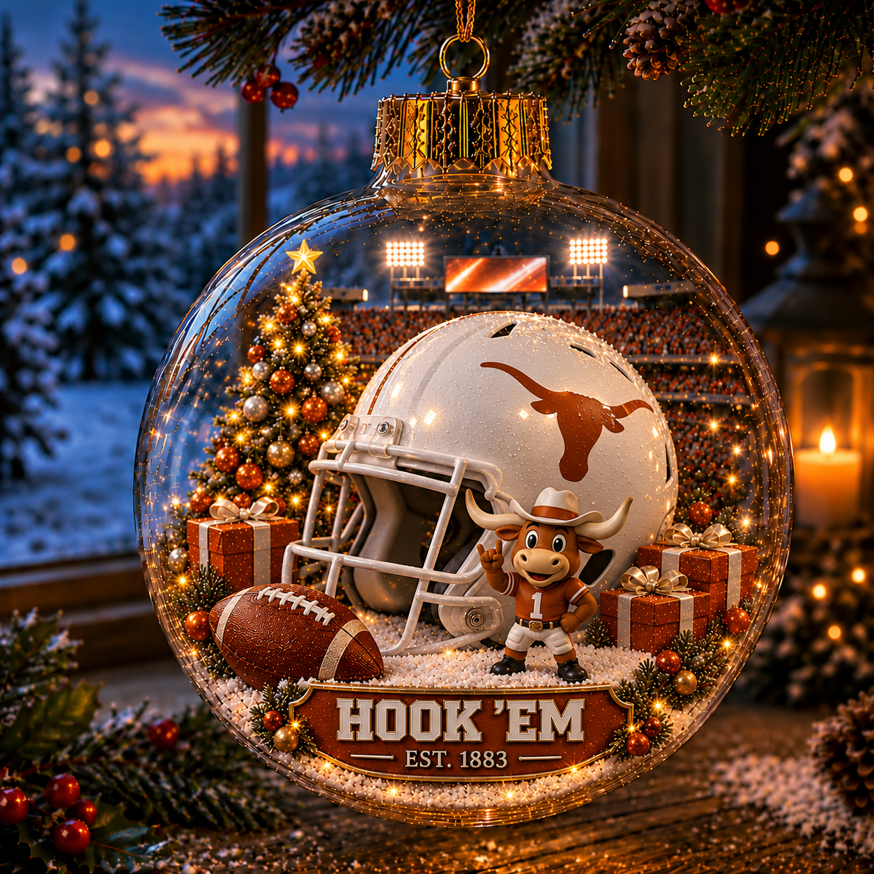 🏈🎄 Light-Up College Football Christmas Ornament
