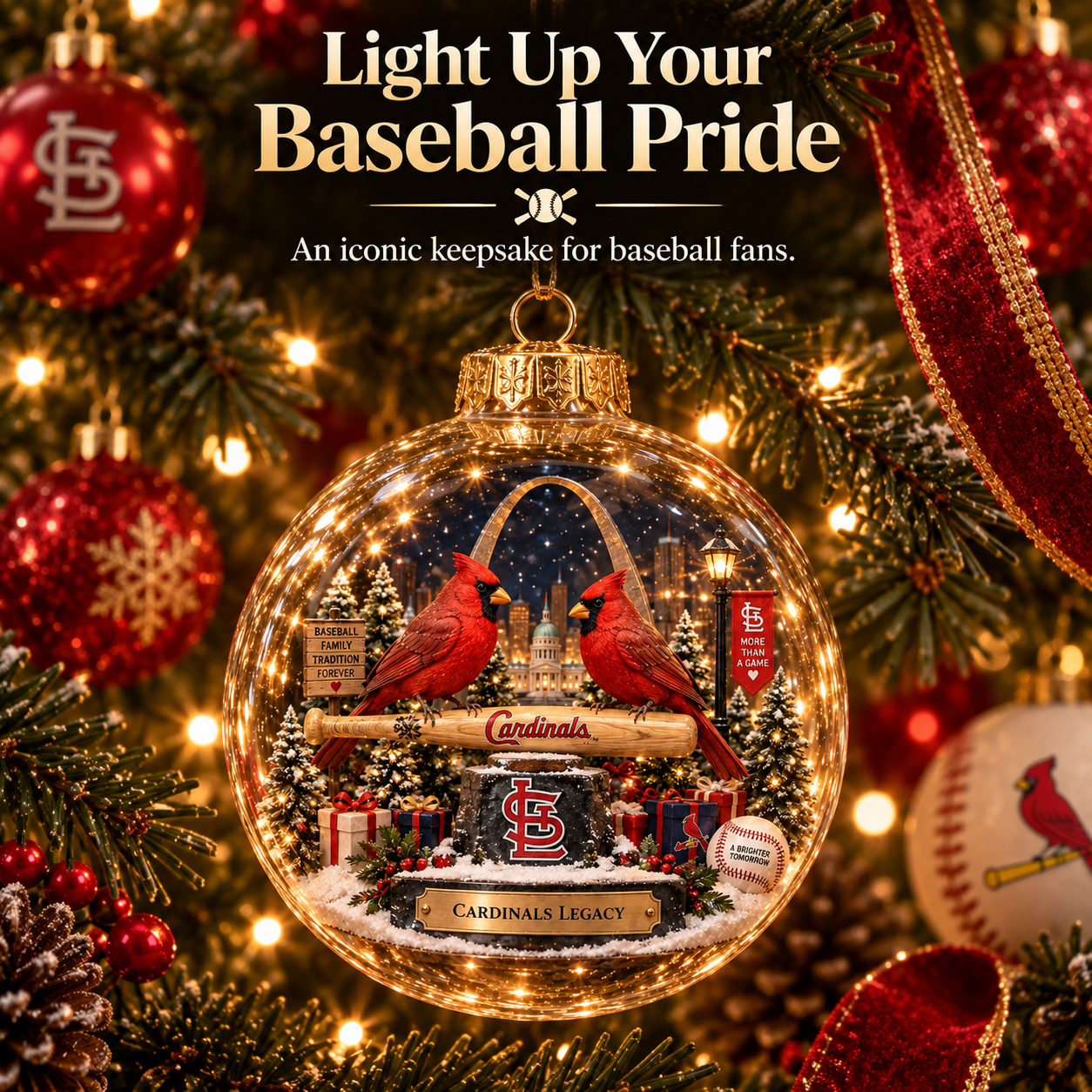 🎄 Go Cards — Light-Up Baseball Diorama Ornament