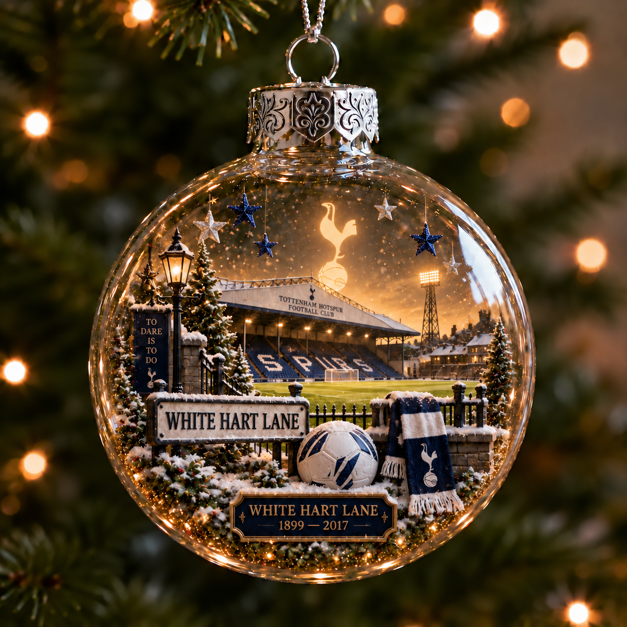 🎄 To Dare Is To Do Light-Up Football Christmas Globe Ornament