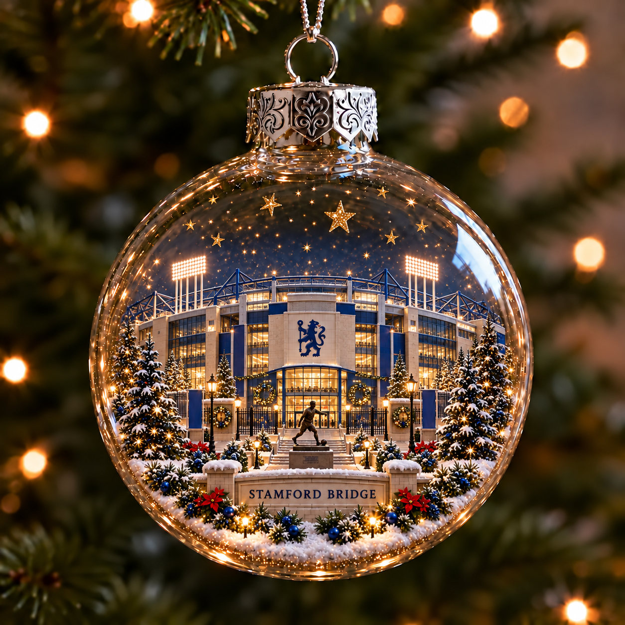⚽🎄 Light-Up Football Stadium Christmas Ornament
