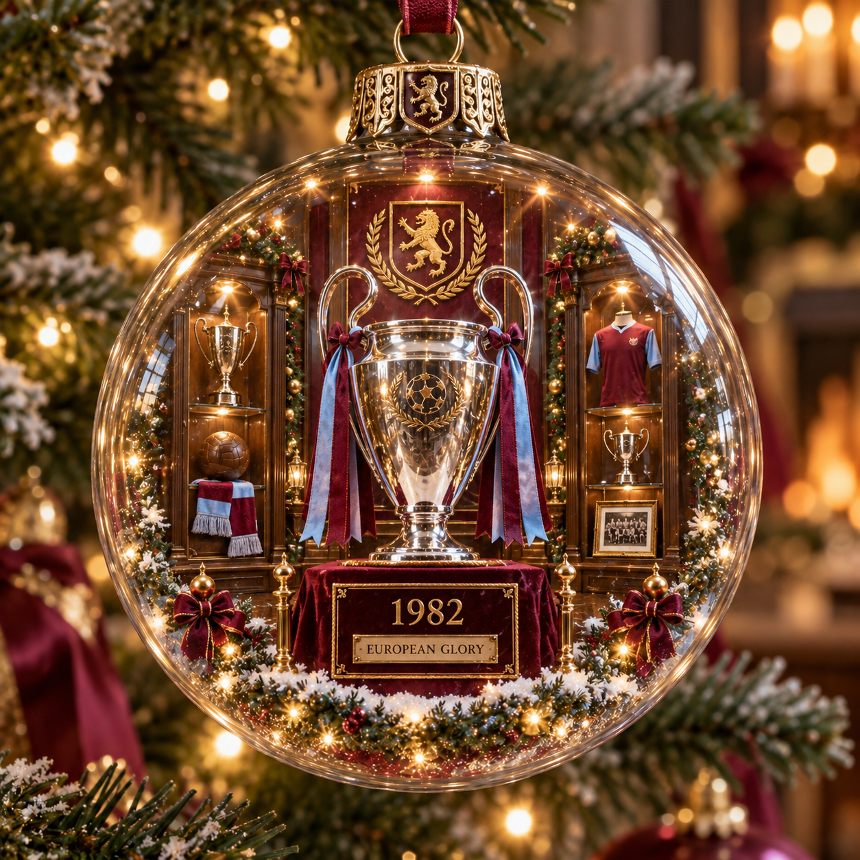 🎄 Pride & Tradition Light-Up Football Christmas Globe Ornament