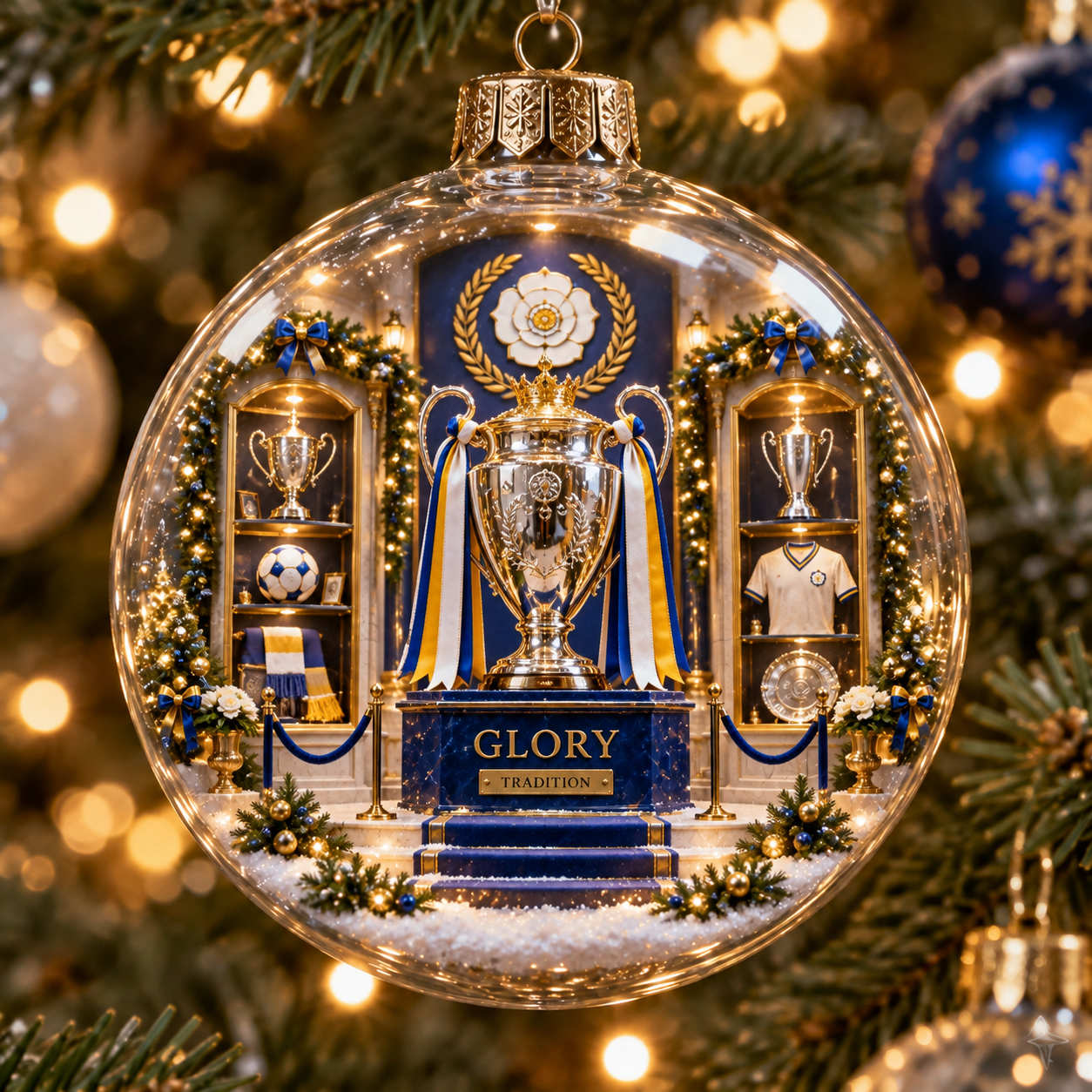 🎄 White Rose Legacy Light-Up Football Heritage Diorama Ornament