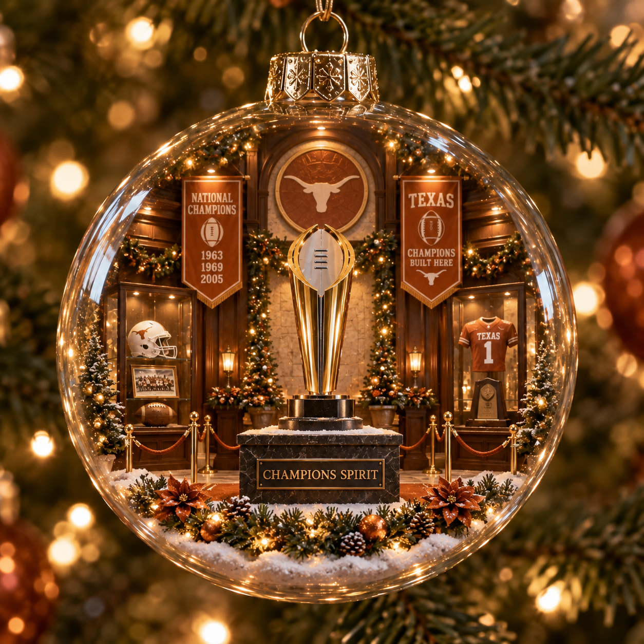 🏈🎄 Hook ’Em – Light-Up College Football Heritage Christmas Ornament