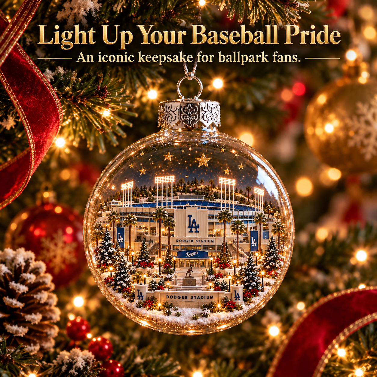 ⚾✨ Bring the Ballpark Home — Light-Up Baseball Stadium Christmas Ornament