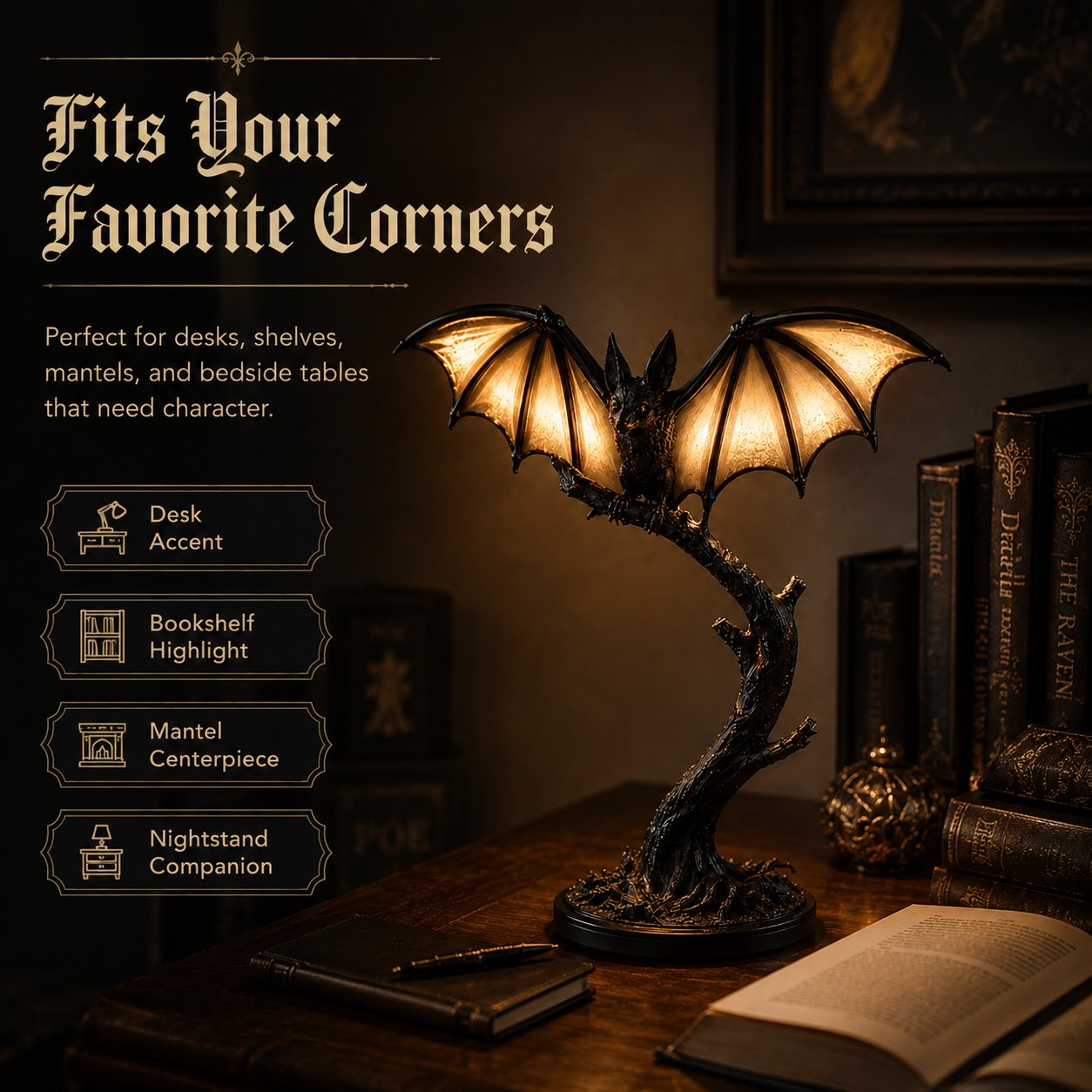 🔥 39% OFF – Glowing Bat Desk Lamp🎉Only Today Buy More Save More🔥