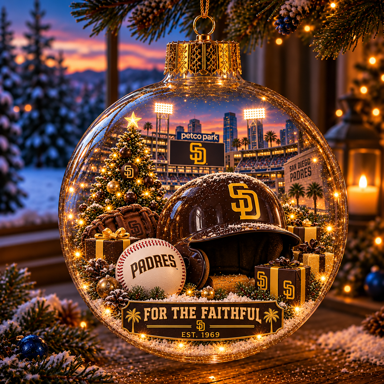 ⚾🎄 Bring the Ballpark Home — Light-Up Baseball Christmas Diorama Ornament