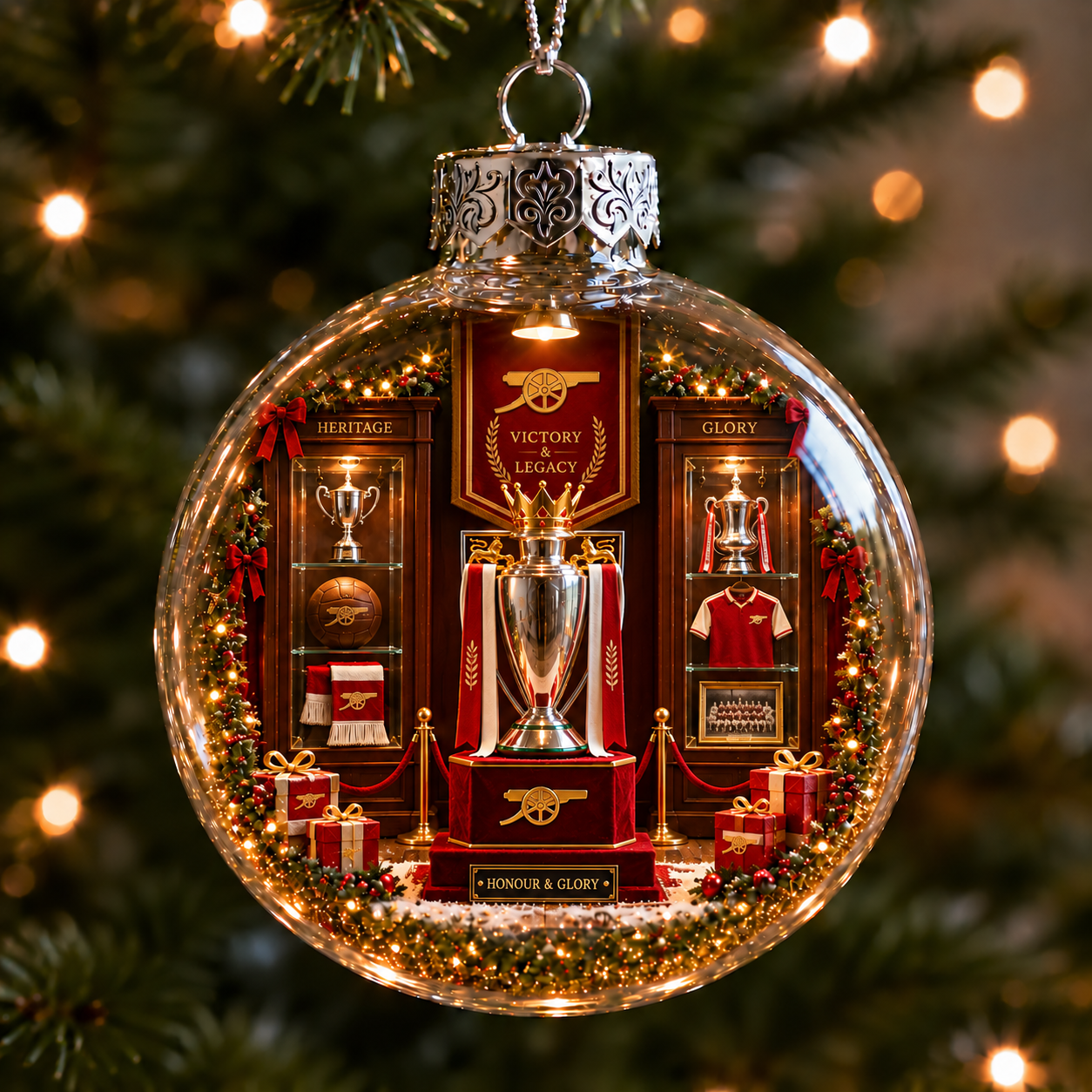 🎄 Victory Through Harmony Light-Up Football Christmas Globe Ornament