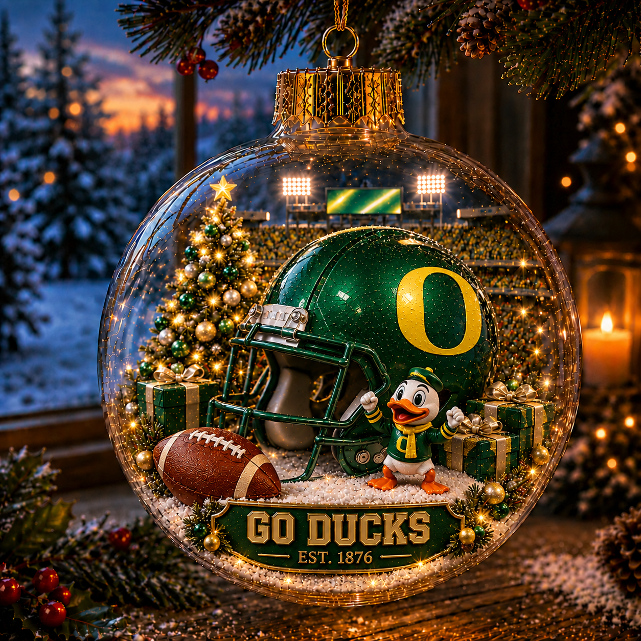 🏈🎄 Light-Up College Football Christmas Ornament