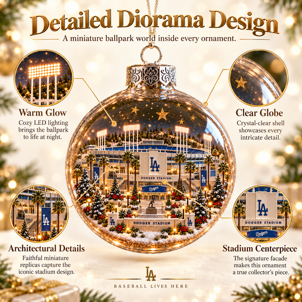 ⚾✨ Bring the Ballpark Home — Light-Up Baseball Stadium Christmas Ornament